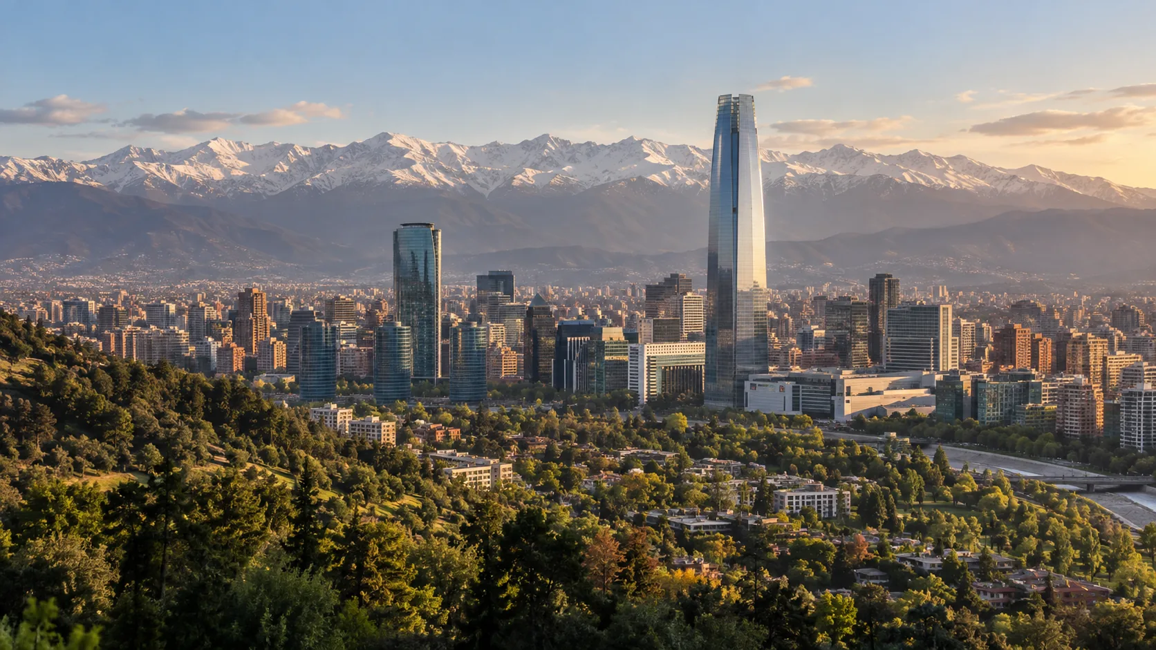 Vista de Santiago y la cordillera de los Andes